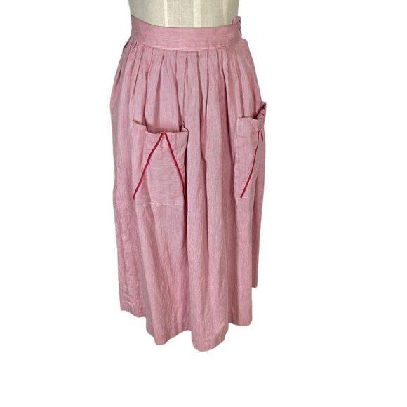 Victoire XS VTG 8 Pink Corduroy Skirt Midi Pleated 80s VTG Pockets Cottagrcore - Picture 5 of 15